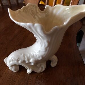 Belleek cornucopia vase